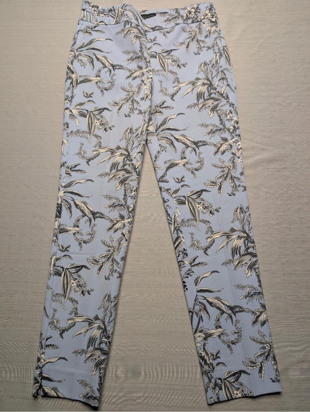Talbots Women's Chatham Ankle Pants Blue Floral Print Career Casual Size 4